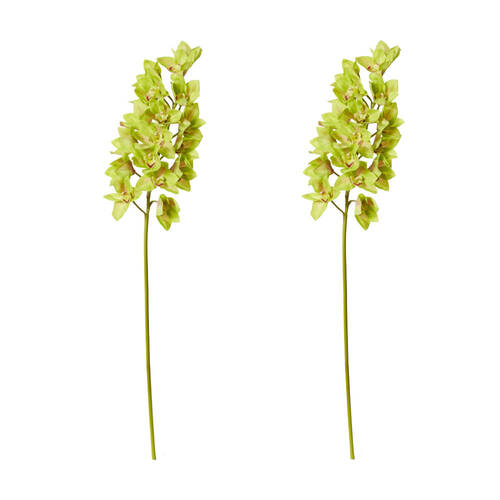2PK E Style Cymbidium Lush Stem Artificial Flower Green 25x10x112cm