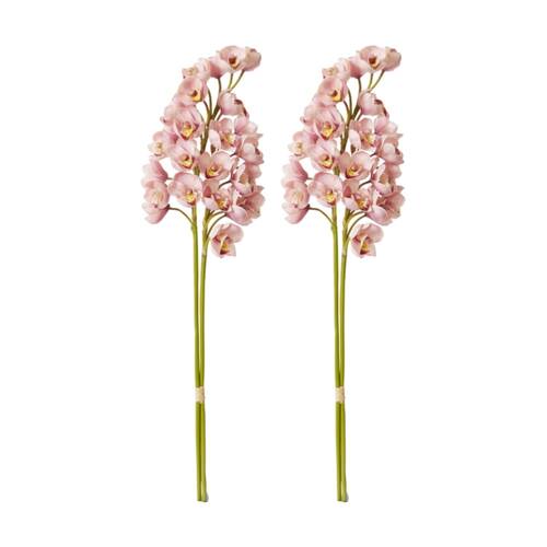 2x 2pc E Style Cymbidium Stem Bundle Artificial Flower Set Pink 24x18x74cm