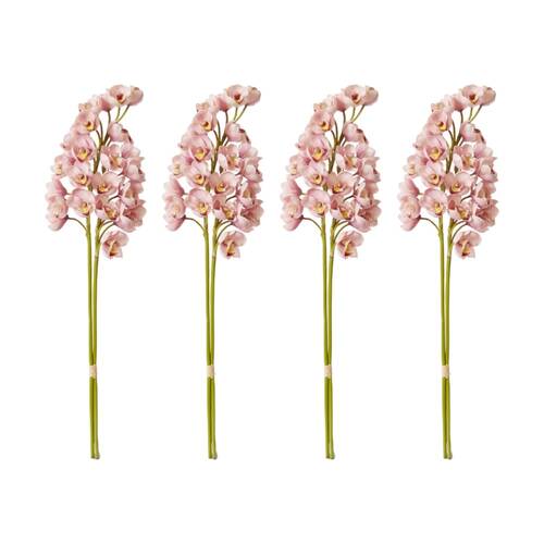 4x 2pc E Style Cymbidium Stem Bundle Artificial Flower Set Pink 24x18x74cm