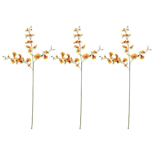 3PK E Style Dancing Orchid Spray Artificial Flower Decoration Orange 23x10x97cm