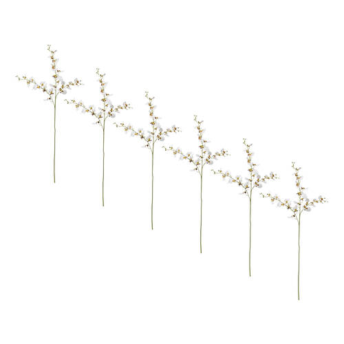 6PK E Style Dancing Orchid Spray Artificial Flower Decoration White 23x10x97cm