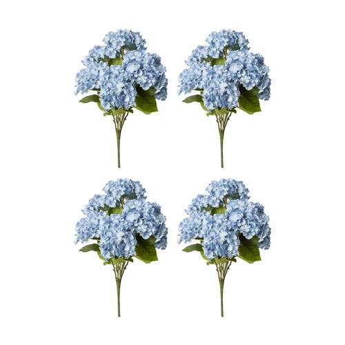 4PK E Style Hydrangea Garden Bush Artificial Flower Decoration Blue 42x42x56cm