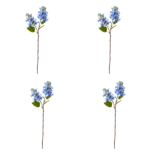 4PK E Style Lilac Spray Artificial Flower Stem Plastic Blue 7x18x66cm