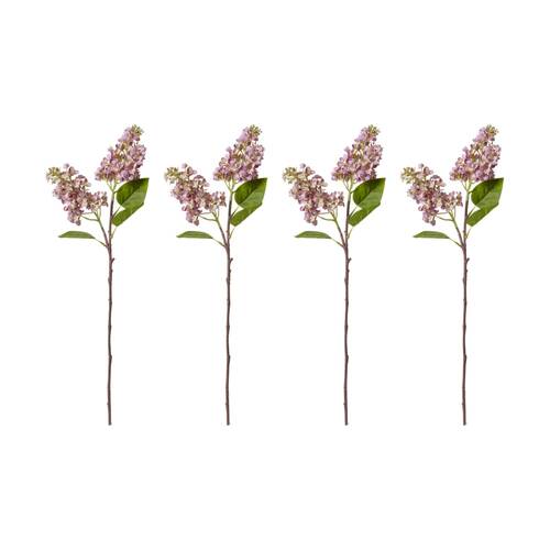 4PK E Style Lilac Spray Artificial Flower Stem Plastic Pink 7x18x66cm