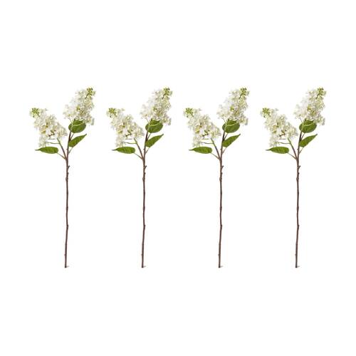 4PK E Style Lilac Spray Artificial Flower Stem Plastic White 7x18x66cm