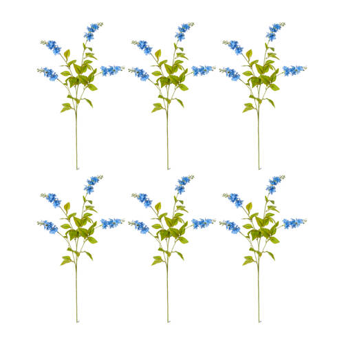 6PK E Style Larkspur Spray Artificial Flower Stem Decoration Blue 5x10x62cm