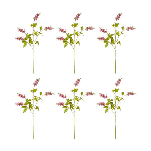 6PK E Style Larkspur Spray Artificial Flower Stem Decoration Pink 5x10x62cm
