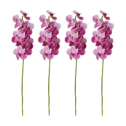4PK E Style Vanda Orchid Stem Artificial Flower Decoration Pink 16x16x80cm