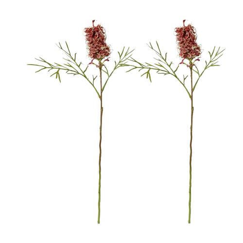 2PK E Style Grevillia Flower Small Stem Artificial Floral Red 30x15x76cm