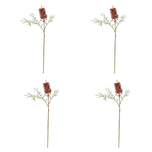 4PK E Style Grevillia Flower Small Stem Artificial Floral Red 30x15x76cm