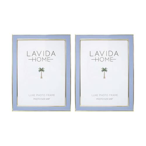 2PK LVD Cloud 6x8 Gold Trim Iron/ Glass Photo Frame Home Decor 21.5x16.5x1.6cm
