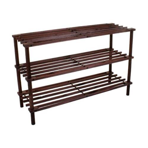 Braz Wooden 3 Tier Shoe Rack Organiser Up To 9 Pairs 74x26x48cm Chocolate