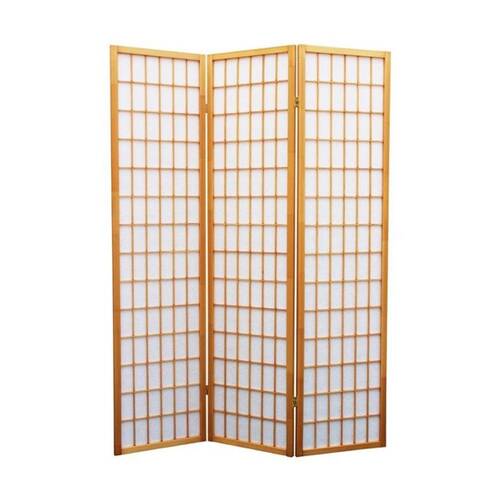 Braz J Bond Three Panel Privacy Room Divider Wooden Frame 180cm Natural