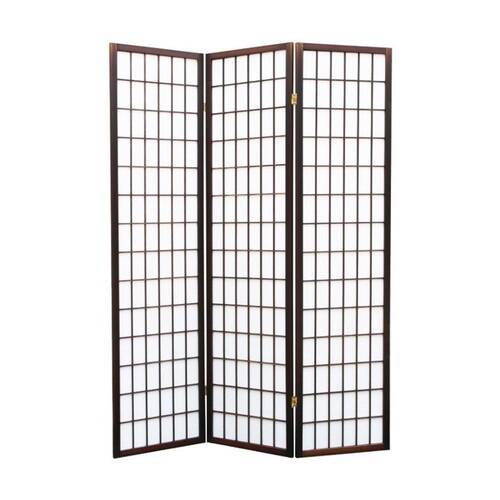 Braz J Bond Three Panel Privacy Room Divider Wooden Frame 180cm Walnut