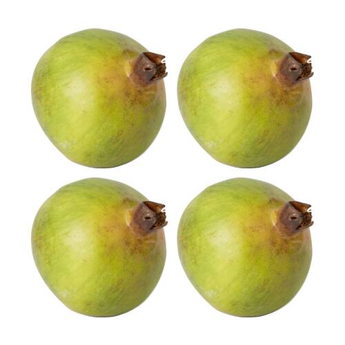 4PK E Style Pomegranate Grand Realistic Artificial Fruit Plastic Green 10cm