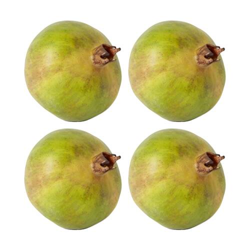 4PK E Style Pomegranate Grand Realistic Artificial Fruit Plastic Green 12cm