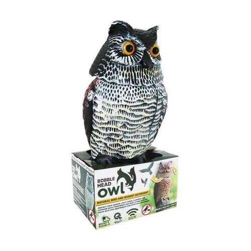 Braz Bobble Head Owl Outdoor Garden Decor Statue W/ Stand 36cm