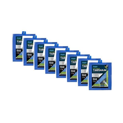 8PK Port Water Resistant UV Stable Outdoor Tarp 5x7ft 153x214cm Blue