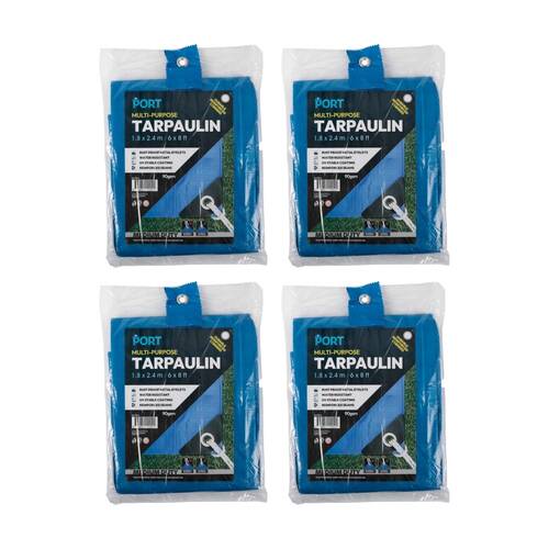 4PK Port Water Resistant UV Stable Outdoor Tarp 6x8ft 183x244cm Blue