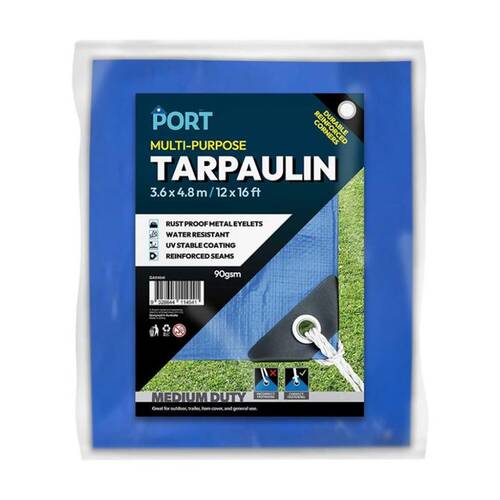 Port Water Resistant UV Stable Outdoor Tarp 12x16ft 366x488cm Blue