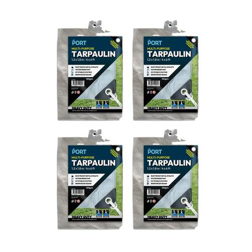 4PK Port Water Resistant UV Stable Outdoor Tarp 6x4ft 183x123cm Silver
