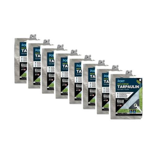 8PK Port Water Resistant UV Stable Outdoor Tarp 6x4ft 183x123cm Silver