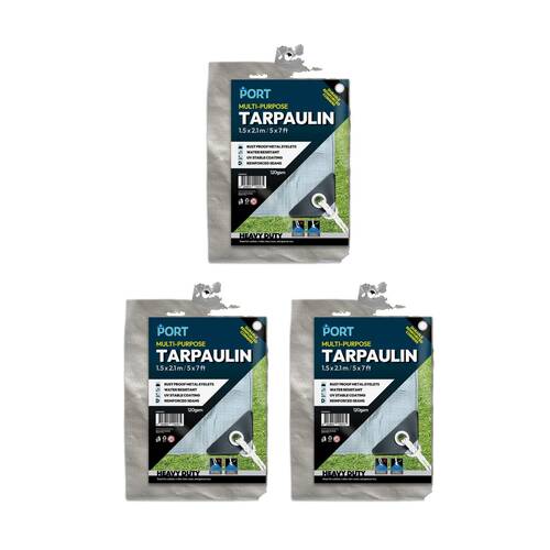 3PK Port Water Resistant UV Stable Outdoor Tarp 5x7ft 153x214cm Silver