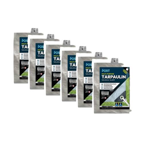 6PK Port Water Resistant UV Stable Outdoor Tarp 6x8ft 183x244cm Silver