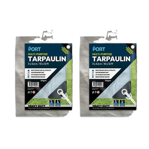 2PK Port Water Resistant UV Stable Outdoor Tarp 10x12ft 305x366cm Silver