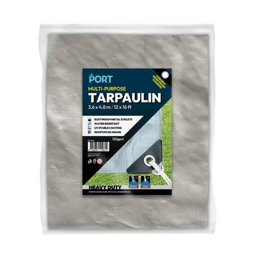 Port Water Resistant UV Stable Outdoor Tarp 12x20ft 366x610cm Silver