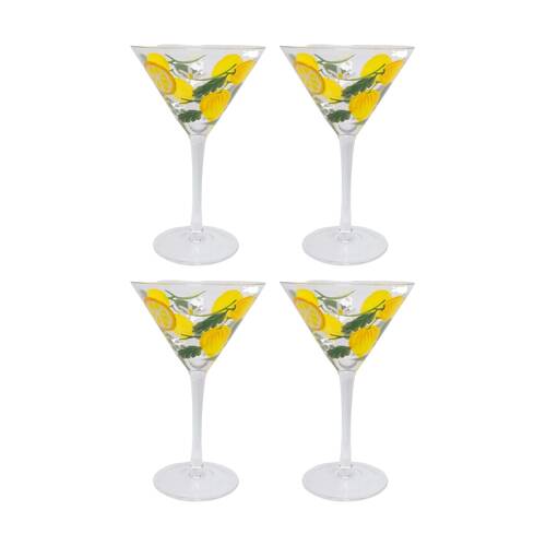 4PK LVD Lemoncello Martini Glass Barware/Drinkware Decor Yellow/Clear 17x10cm