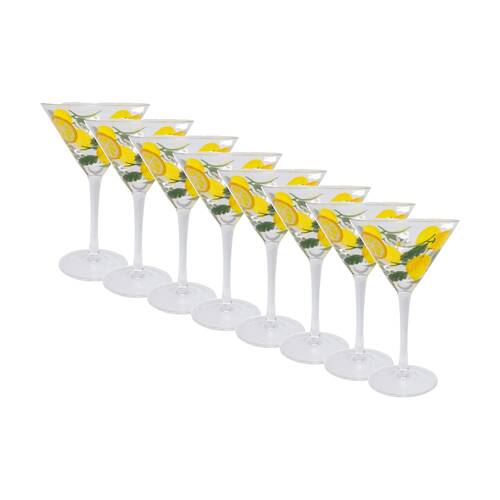 8PK LVD Lemoncello Martini Glass Barware/Drinkware Decor Yellow/Clear 17x10cm
