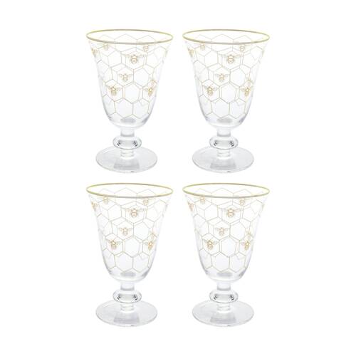 4PK LVD Honeycomb Bee Wine/Water Glass Barware/Drinkware Decor 350ml 16x11x7.5cm