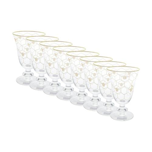 8PK LVD Honeycomb Bee Wine/Water Glass Barware/Drinkware Decor 350ml 16x11x7.5cm