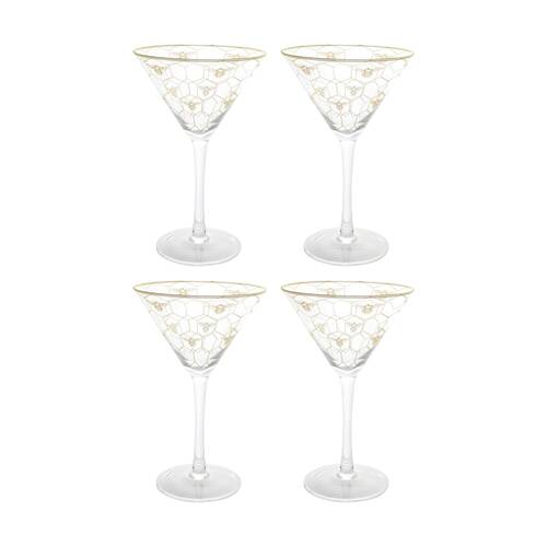 4PK LVD Honeycomb Bee Cocktail Glass Barware/Drinkware Decor 200ml 17x11cm