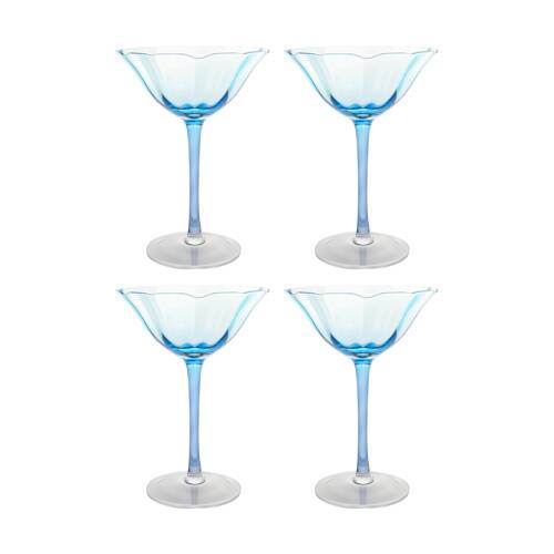 4PK LVD Decorative Ocean Cocktail Glass Barware/Drinkware Decor Blue 20x12x12cm
