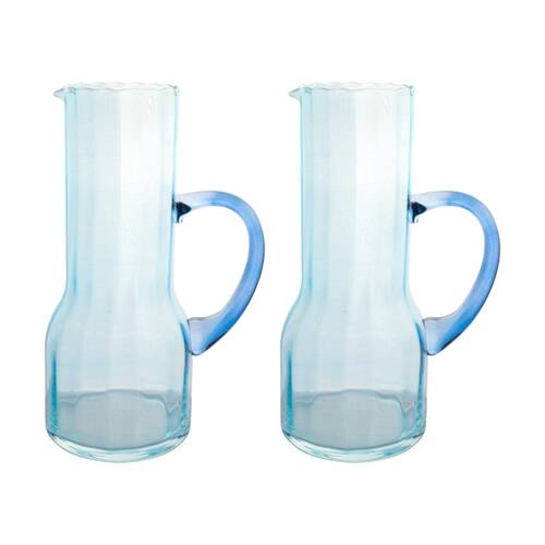 2PK LVD Ocean Water Glass Jug Home/Kitchen Tableware Decor 20x10cm Light Blue