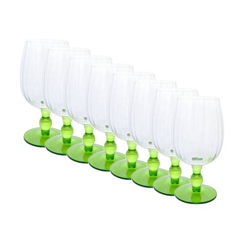 8PK LVD Decorative Indian Green Wine Glass Barware/Drinkware Decor 375ml 12x9cm