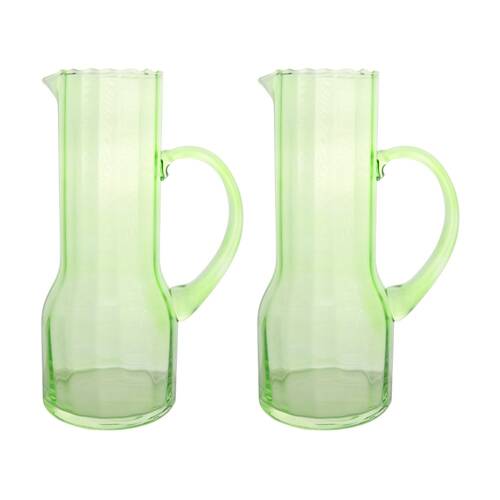 2PK LVD Indian Water Glass Jug Home/Kitchen Tableware Decor 12x19cm Green