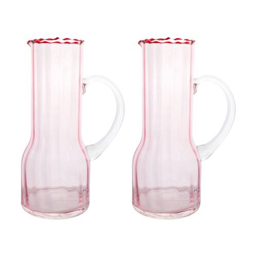 2PK LVD Poppy Water Glass Jug Home/Kitchen Tableware Decor 21x14.12.5cm Pink