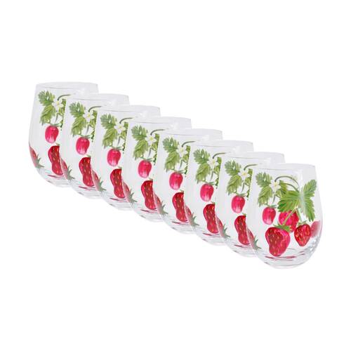 8PK LVD Decorative Strawberry Field Water Glass Barware/Drinkware 10x8.5x8.5cm