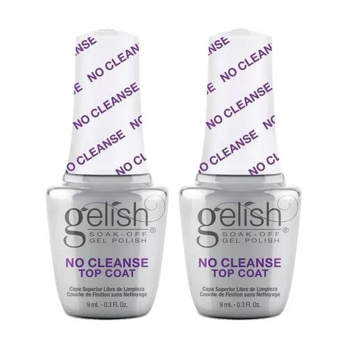 2PK Gelish Mini No Cleanse Top Coat Gel Polish Up To 21 Days Bottle 9ml