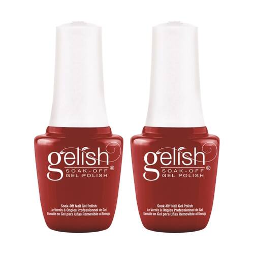 2PK Gelish Mini UV LED Soak Off Gel Nail Polish Colour Hot Rod Red 9ml