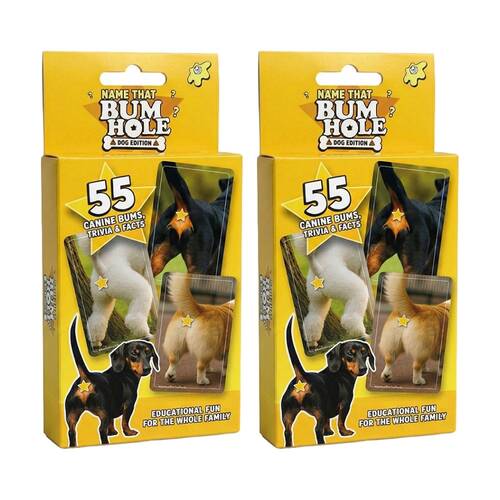 2x Bubblegum Stuff Name That Bumhole Dog Edition Party Family Card Game Yellow