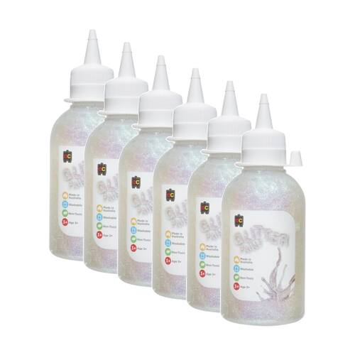 6PK Educational Colours Glitter Acrylic Junior Paint Fairy Krystal 250ml 3y+