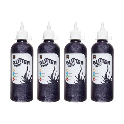 4PK Educational Colours Glitter Acrylic Junior Paint Multi 500ml 3y+
