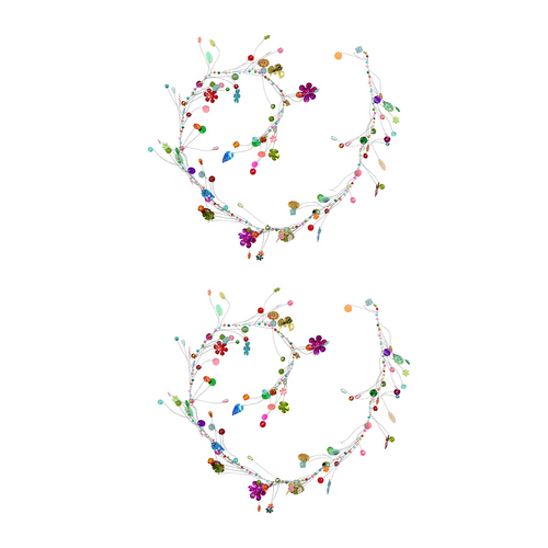 2PK LVD Handcrafted Metallic Wire Beaded Garland Home Decor 90cm Multicoloured