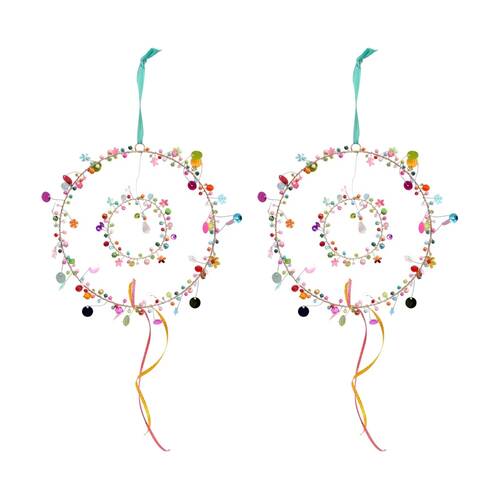 2PK LVD Beaded Seasonal Double Wreath Home & Living Decor 17cm Multicoloured