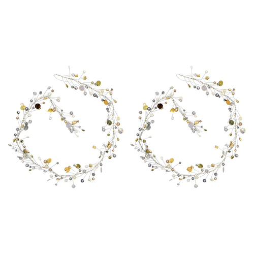 2PK LVD Handcrafted Champagne Metallic Wire Beaded Garland Home Decor 90cm