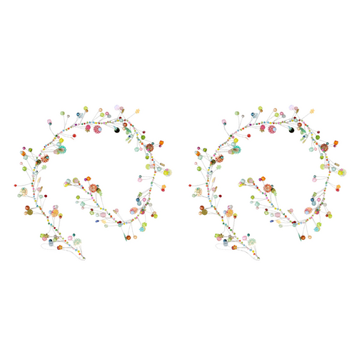 2PK LVD Handcrafted Pastel Metallic Wire Beaded Garland Decor 90cm Multicoloured